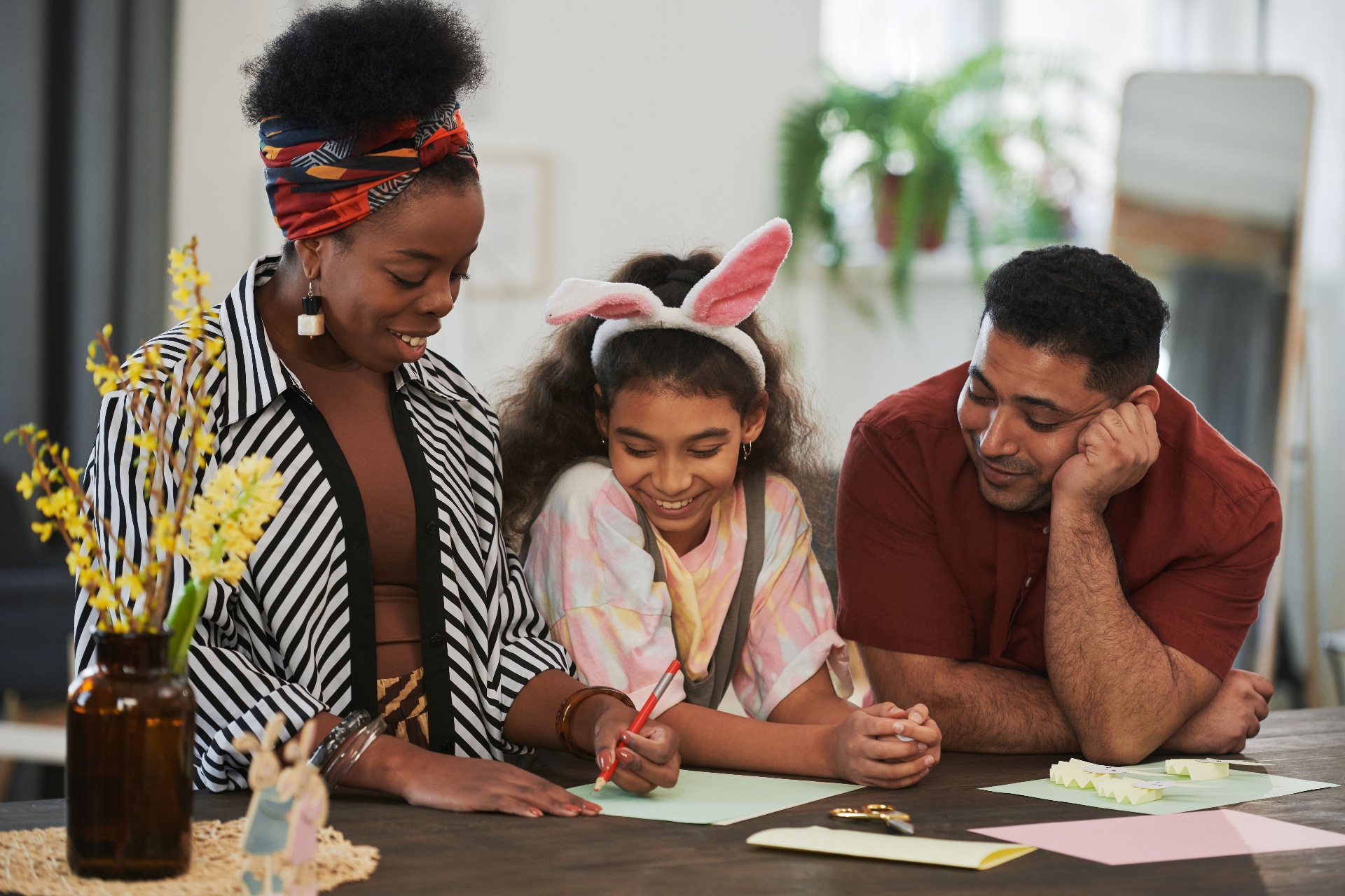 Christian homeschool children learning together around an open Bible